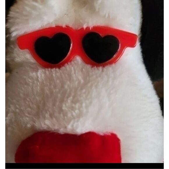 Hugfun plush dog sing dance battery operated cool dog heart sunglasses love - Picture 4 of 5